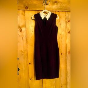 Eva Mendes black Sheath Dress with Peter Pan Collar